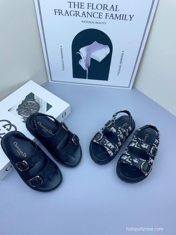 2025 Kids Gucci Black Leather Sandals