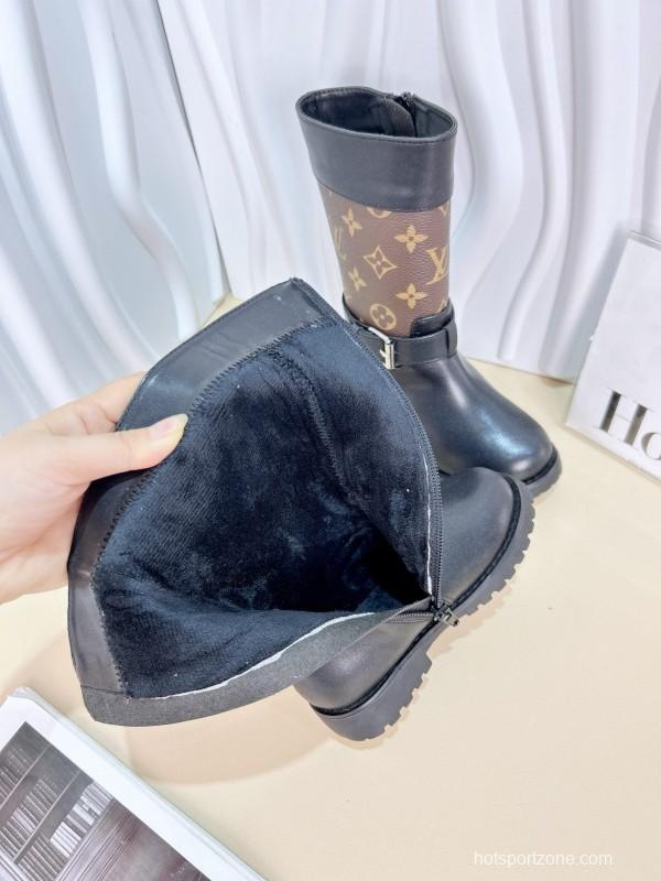 2024 Kids Louis Vuitton Black Brown Leather Boots