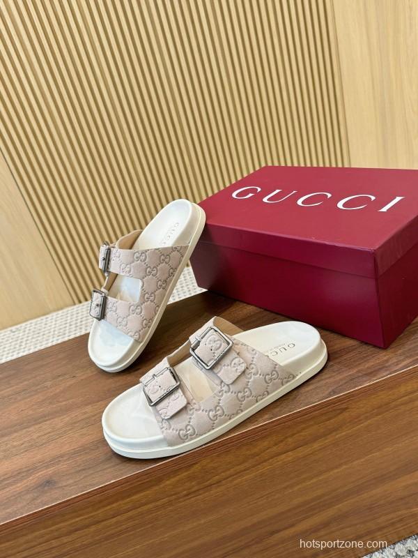 2025 Women Gucci Beige Leather Sandals