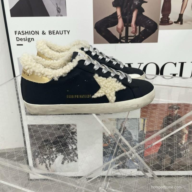 2025 Women GGDB Black Cream Shearling Leather Sneakers