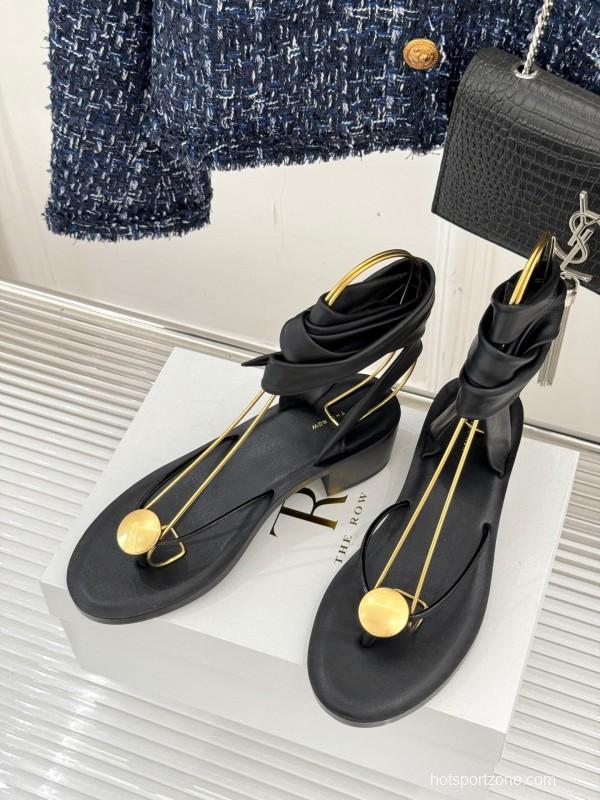 2025 Women Yves Saint Laurent Black Leather Sandal