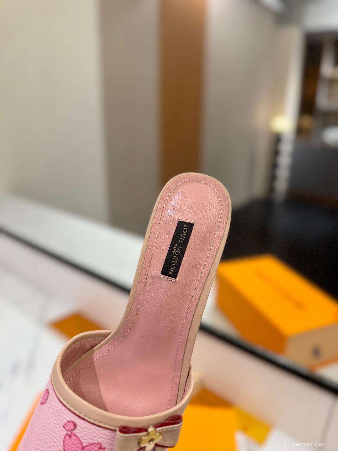 2025 Women Louis Vuitton Pink Leather Mules KFY00310