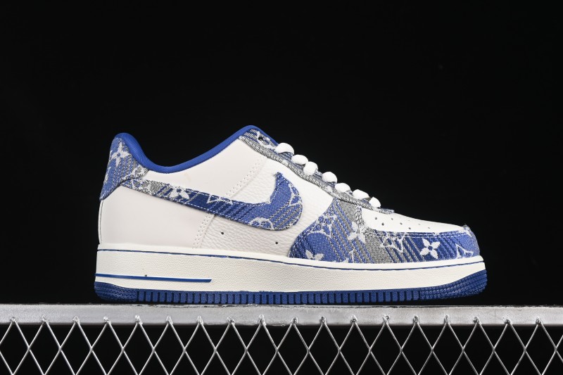 Nike Air Force 1 '07 Low LV Collaboration Gray Blue Denim Casual Sneakers - SC9207-540