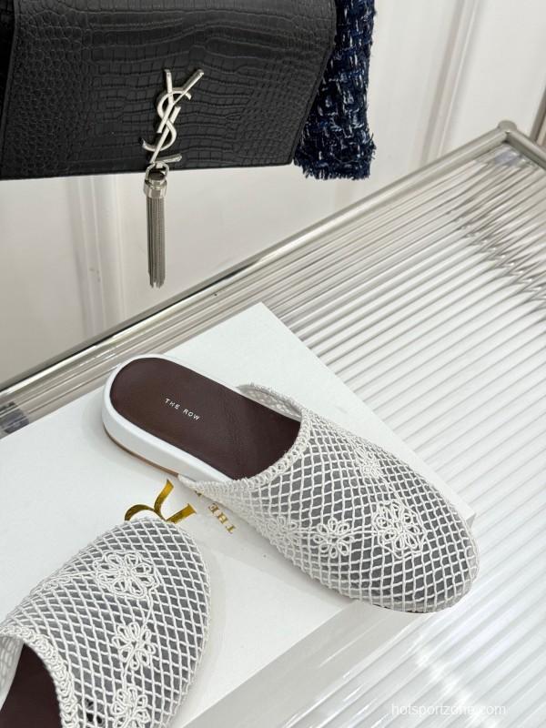 2025 Women Yves Saint Laurent White Mesh Slippers KFY00260