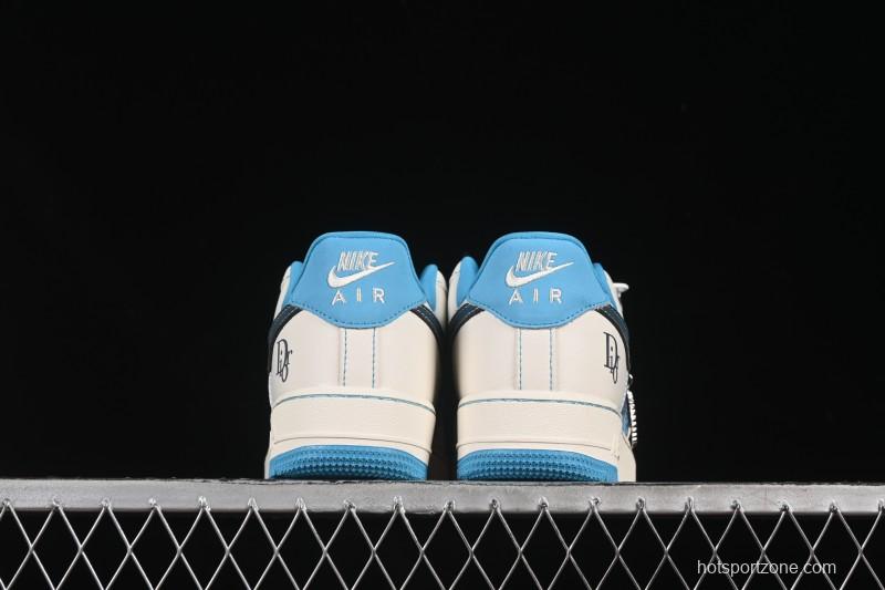 Nike Air Force 1 '07 Low Dior Collaboration Stone Blue Low-Top Casual Sneakers - KK1988-088