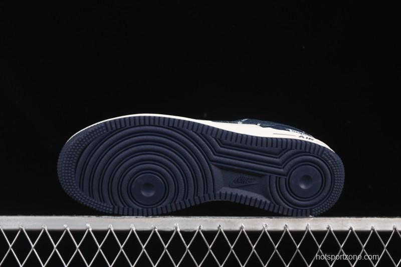 Nike Air Force 1 '07 Low Supreme Collaboration Blue Denim White Swoosh Casual Sneakers - LW9279-005