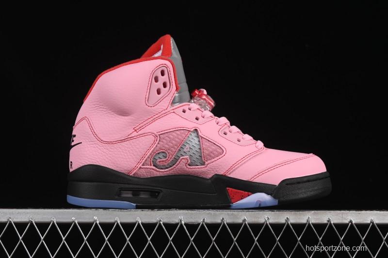 Awake NY Air Jordan 5 Retro Sneakers with Arctic Pink Colorway and Awake NY Logo Mesh - DV4982-600