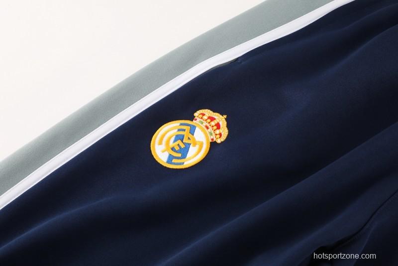 25/26 Real Madrid Navy/Grey Full Zipper Jacket +Long Pants