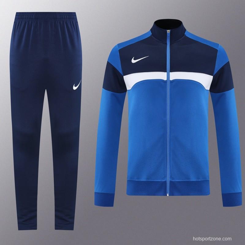 2025 Nike Blue/Black Full Hoodie Zipper Jacket +Long Pants