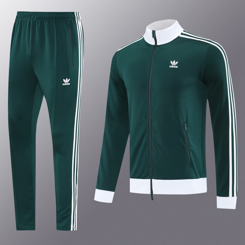 2025 Adidas Original Green Full Hoodie Zipper Jacket +Long Pants