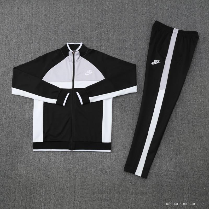 2025 Nike Grey/Black Full Hoodie Zipper Jacket +Long Pants