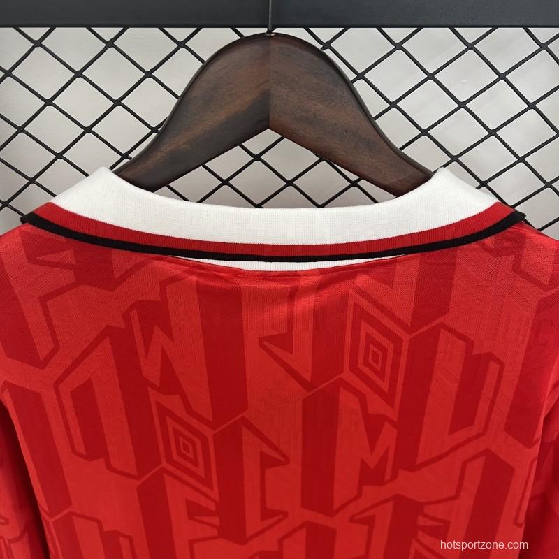 92/94 Retro Long Sleeve Manchester United Home Jersey