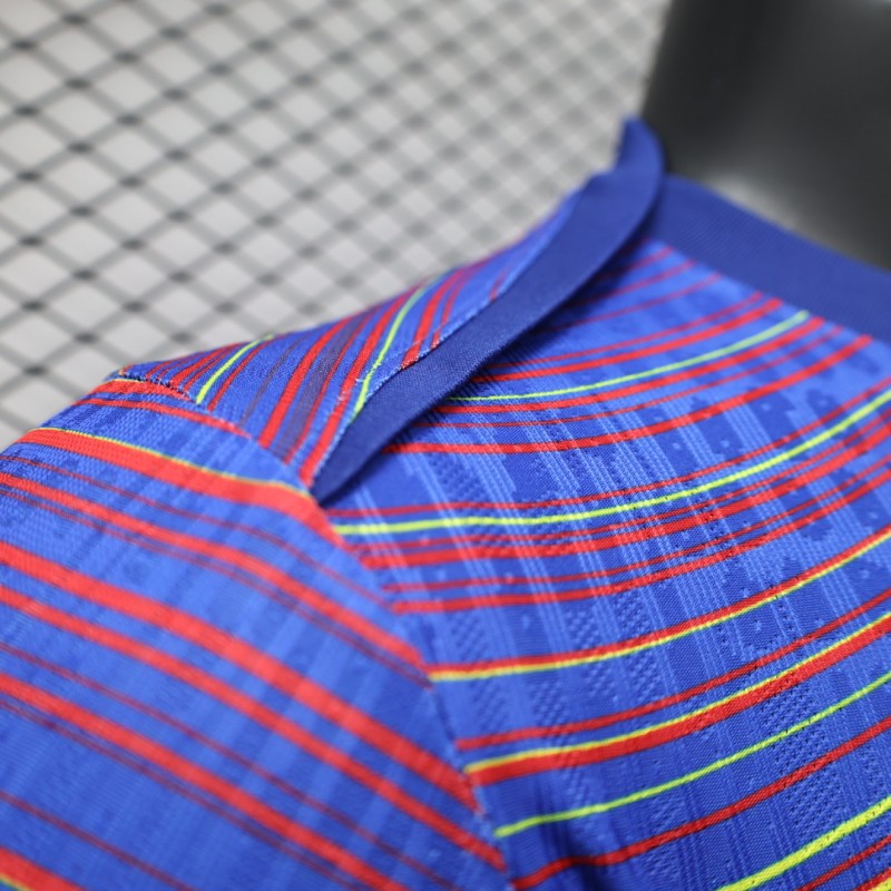Player Version 25/26 FC Barcelona Blue with Colorful Wave Stripes Jersey
