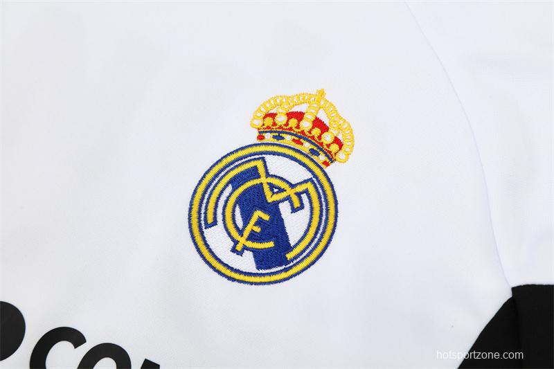 Retro 08/09 Real Madrid White Half Zipper Jacket+Long Pants