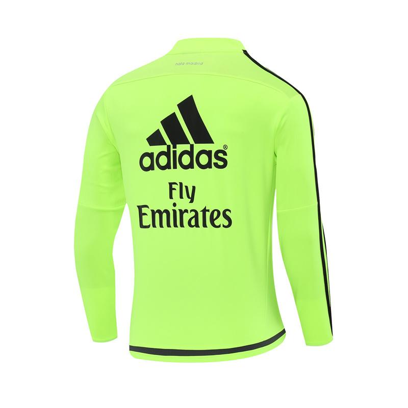 Retro 15/16 Real Madrid Fluorescent Green Half Zipper Jacket+Long Pants