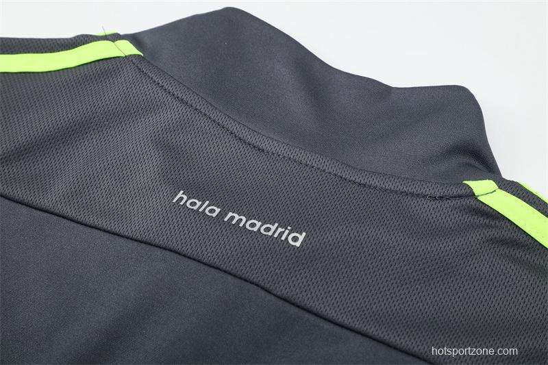 Retro 15/16 Real Madrid Dark Grey Half Zipper Jacket