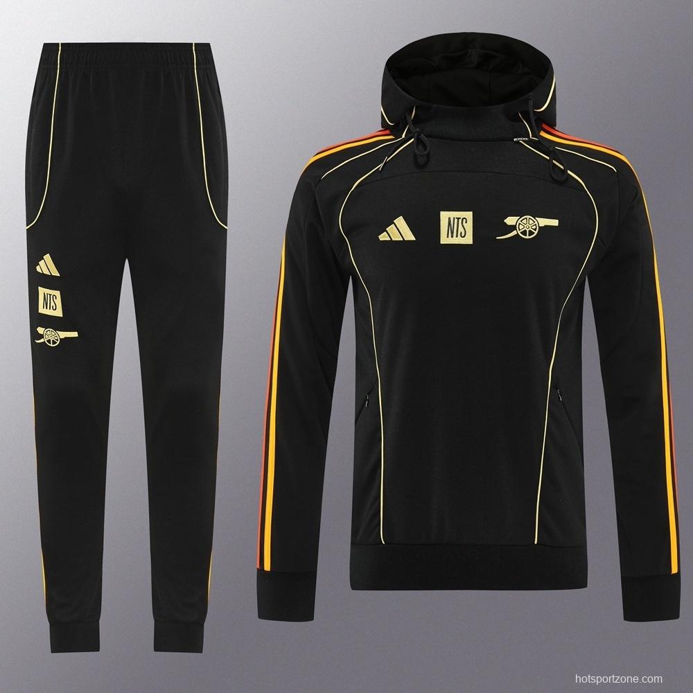 25/26 Arsenal Black Full Zipper Jacket + Long Pants