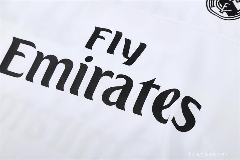 Retro 15/16 Real Madrid White Half Zipper Jacket+Long Pants