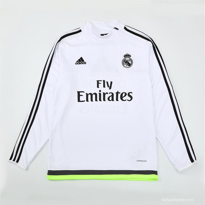 Retro 15/16 Real Madrid White Half Zipper Jacket+Long Pants