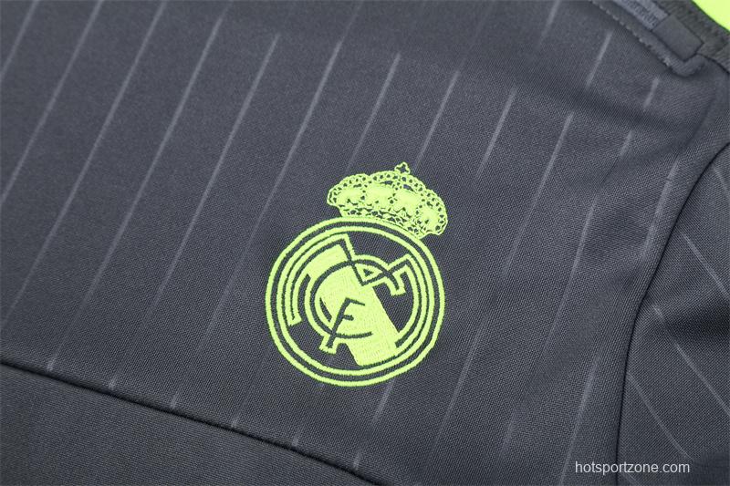 Retro 15/16 Real Madrid Dark Grey Half Zipper Jacket