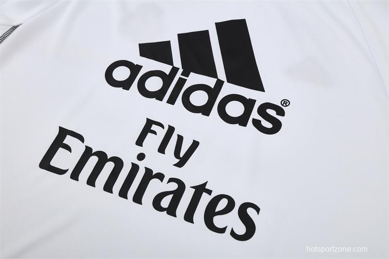 Retro 13/14 Real Madrid White Half Zipper Jacket+Long Pants