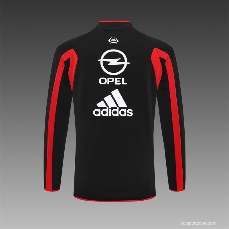 Retro 05/06 AC Milan Black Half Zipper Jacket+Long Pants