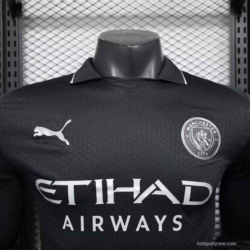Player Version 25/26 Manchester City Away Long Sleeve Black Jersey