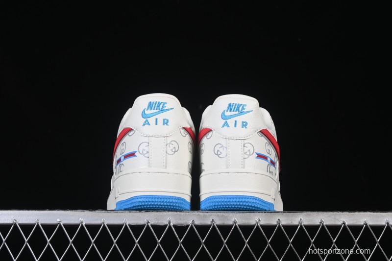 Nike Air Force 1'07 Low Gucci Collaboration White Red Blue Low-Top Casual Sneakers - SC0601-572