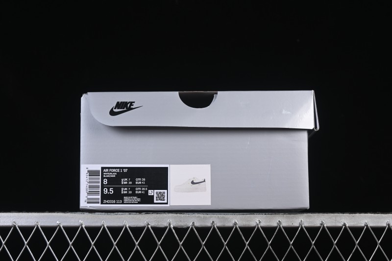 Nike Air Force 1'07 Low Four Hook Black White Casual Sneakers - ZH0316-113