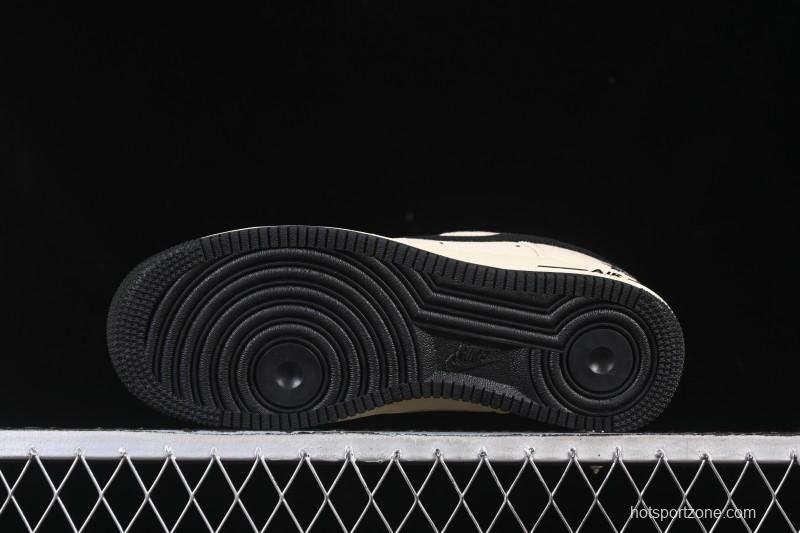 Nike Air Force 1 '07 Low Stussy Collaboration Beige Black Canvas Casual Sneakers - XX3168-155