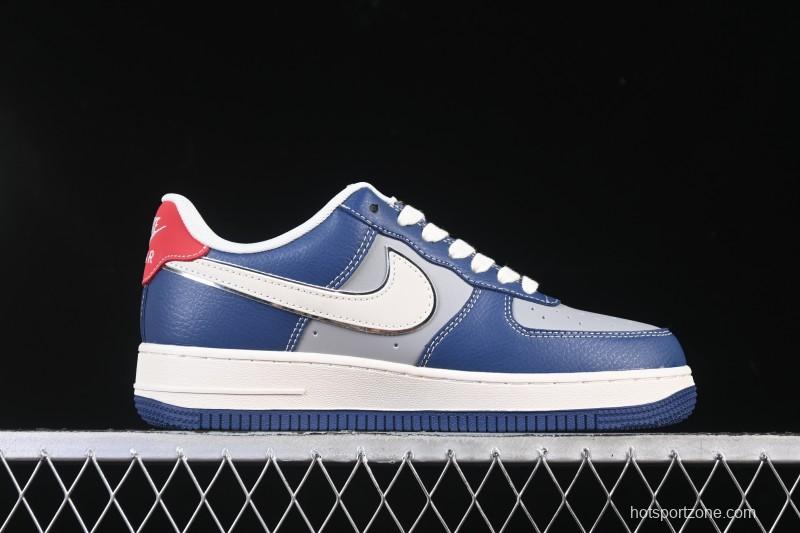 Nike Air Force 1 '07 Low Supreme Collaboration White Blue Gray Red Casual Sneakers - XD2588-602