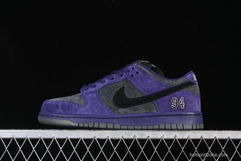 Nike Supreme x Dunk SB Dunk Low Casual Skate Shoes Gray Purple - HQ8487-500