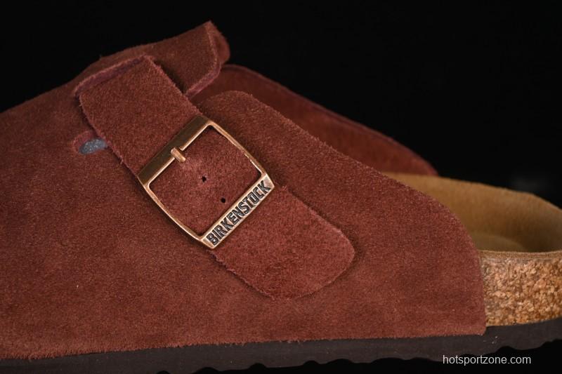 Birkenstock Sandals Series with Soft Leather Upper and Cork Rubber Midsole - Red Wine