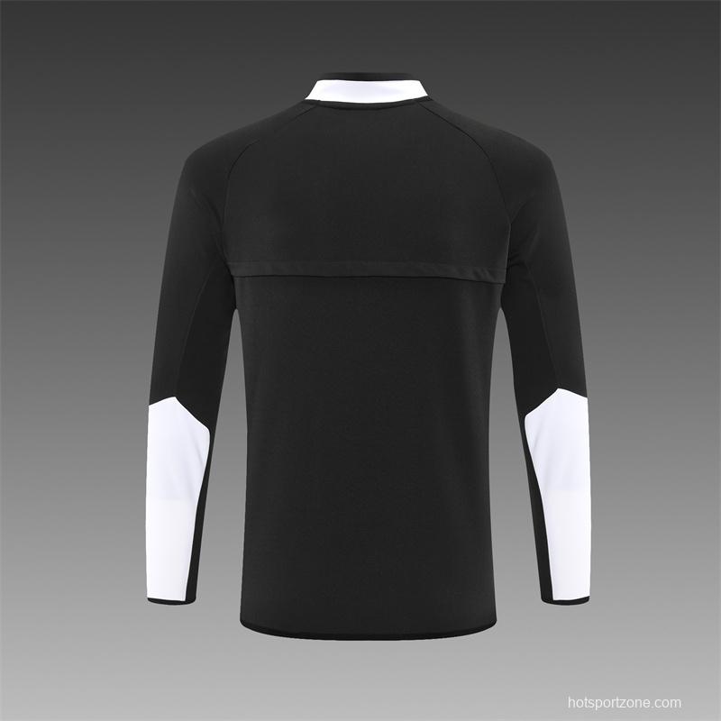 Retro 02/03 Manchester United Black Half Zipper Jacket+Long Pants