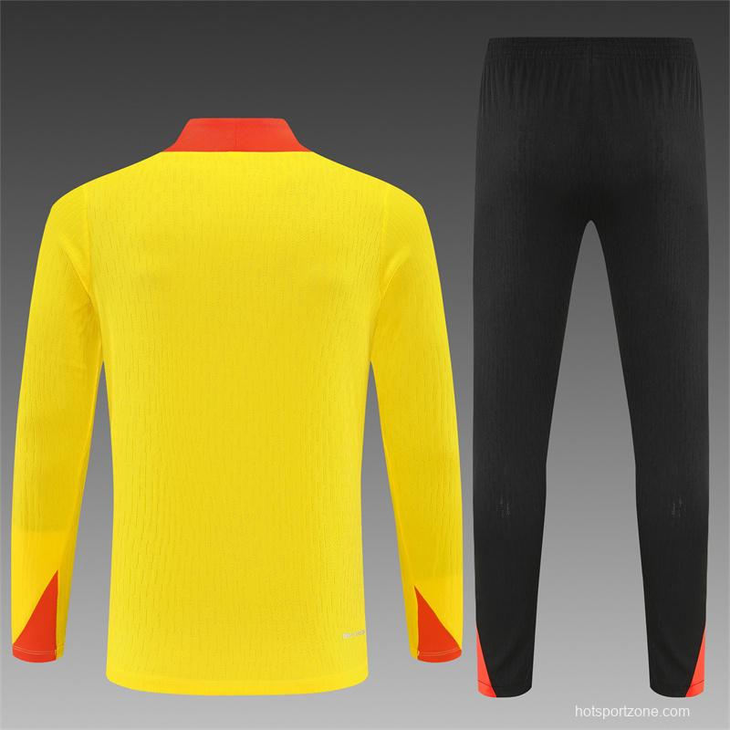 Player Version 25/26 Brazil Yellow Half Zipper Jacket+Long Pants