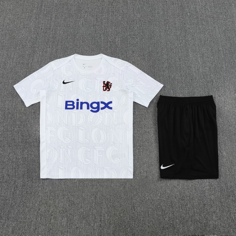 25/26 Chelsea White Short Sleeve Jersey+Shorts