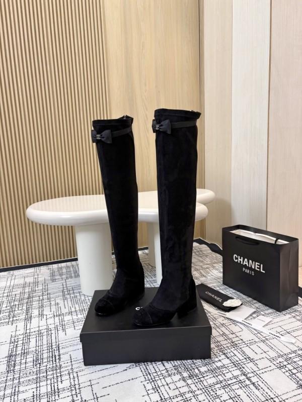 Chanel Classic Chunky Heel Back Zipper Long Boots - LY00360