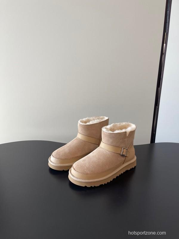 UGG 4512 Latest Buckle Flat Sole Premium Wool Anti-Slip Snow Boots - AS00290