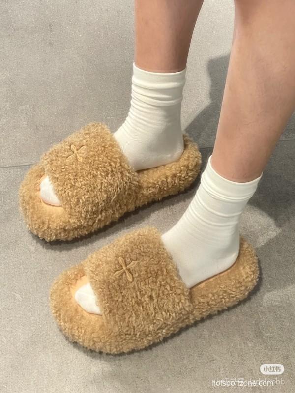 SMFK 2025SS Fur Mule Sandals Latest Popular Cross Pattern - KFY00230