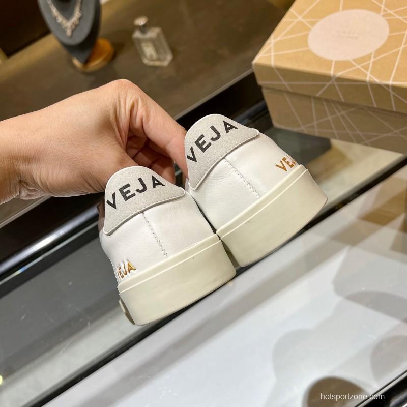 VEJA Classic White Sneakers V Logo Lace-Up Retro Flat Platform Casual Sports Shoes - LY00220