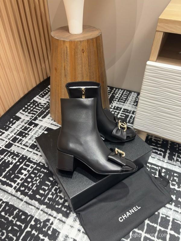 Chanel 2025 SS Bow CC Crystal Buckle Ankle Boots - LY00340/LY00350