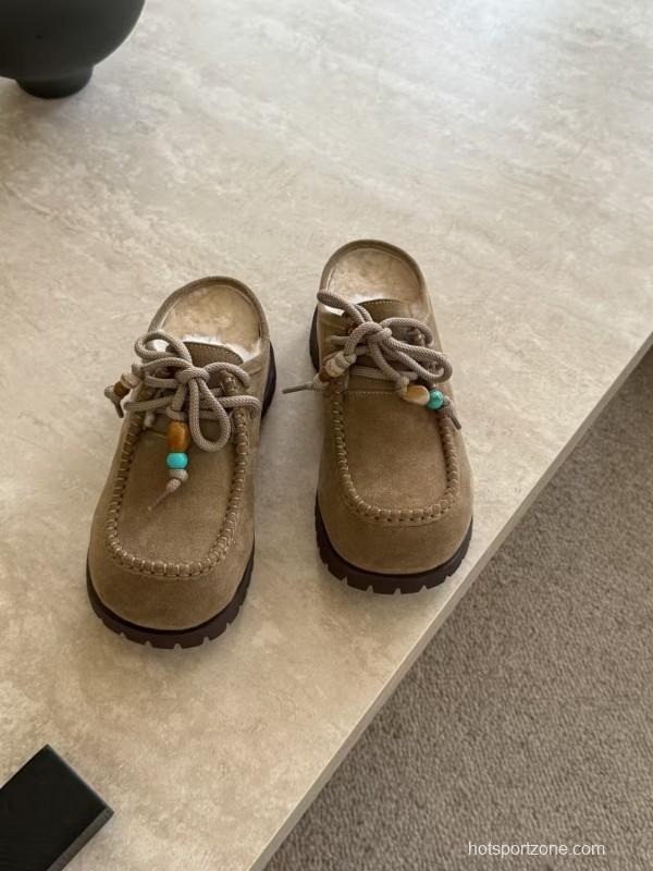 UGG Fall Winter New Potato Wool Slippers Retro Acrylic Buckle Decoration - KFY00250