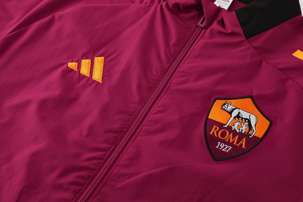 25/26 AS Roma Maroon S-3XL Half Zipper Jacket+Long Pants