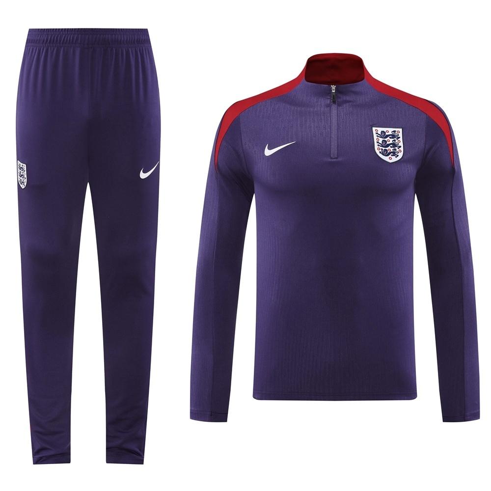 2025 England Purple Half Zipper Jacket+Long Pants