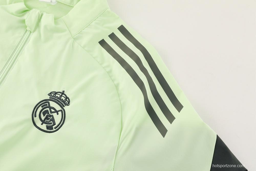25/26 Real Madrid Light Green Half Zipper Jacket+Long Pants S-3XL