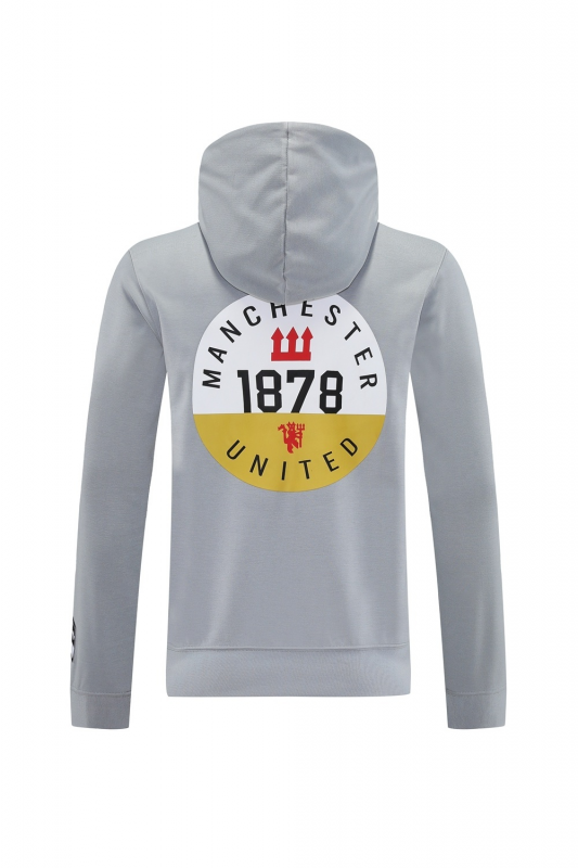 25/26 Manchester United Gray Half Zipper Jacket+Long Pants S-2XL