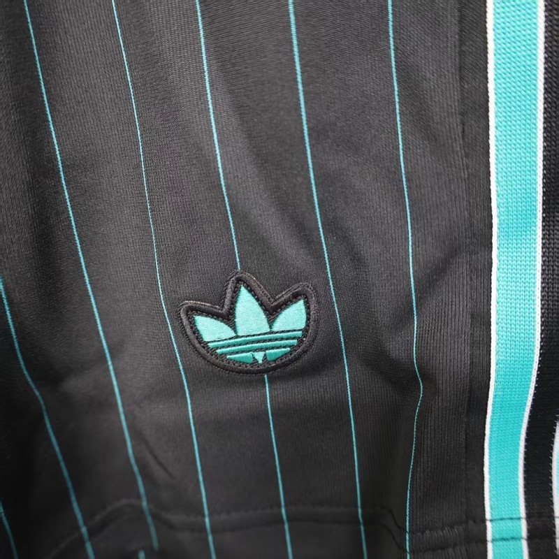 25/26 Liverpool Adidas Original Black with Teal Pinstripes Shorts