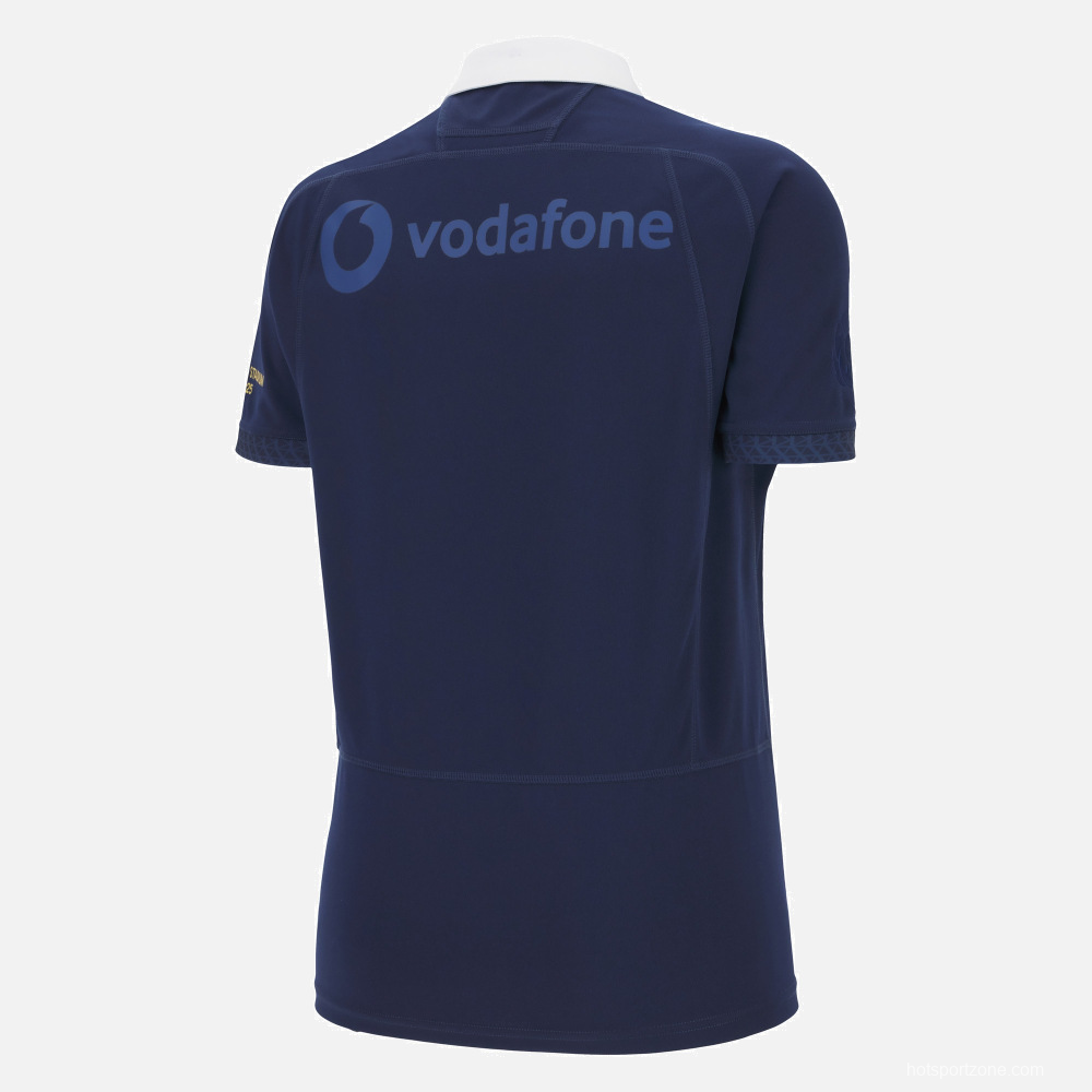 2025 Scotland Rugby  150th Anniversary Navy Blue with White Collar and Murrayfield Commemorative Detail Jersey