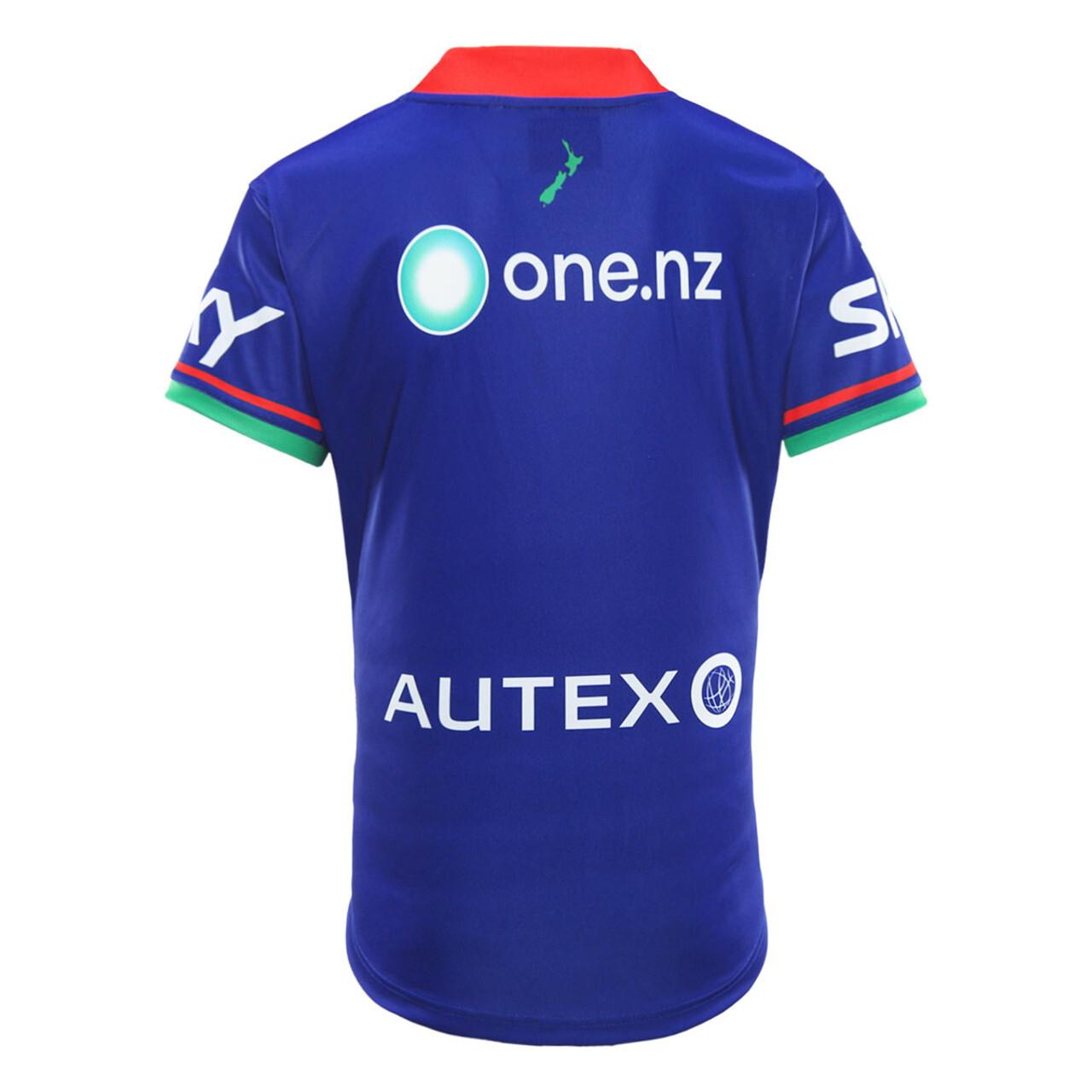 25/26 New Zealand Warriors Navy Blue with Green and Red Diagonal Stripes and Circular Gradient Heritage Jersey