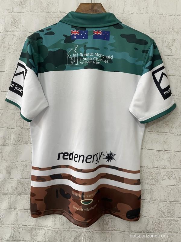 25/26 Newcastle Knights White with Green and Brown Camouflage Jersey